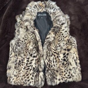 Adrienne Landau Leopard Print Fur Vest